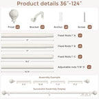 Antique White Curtain Rods for Windows 66 to 120 Inch, Adjustable Vintage - Image 5