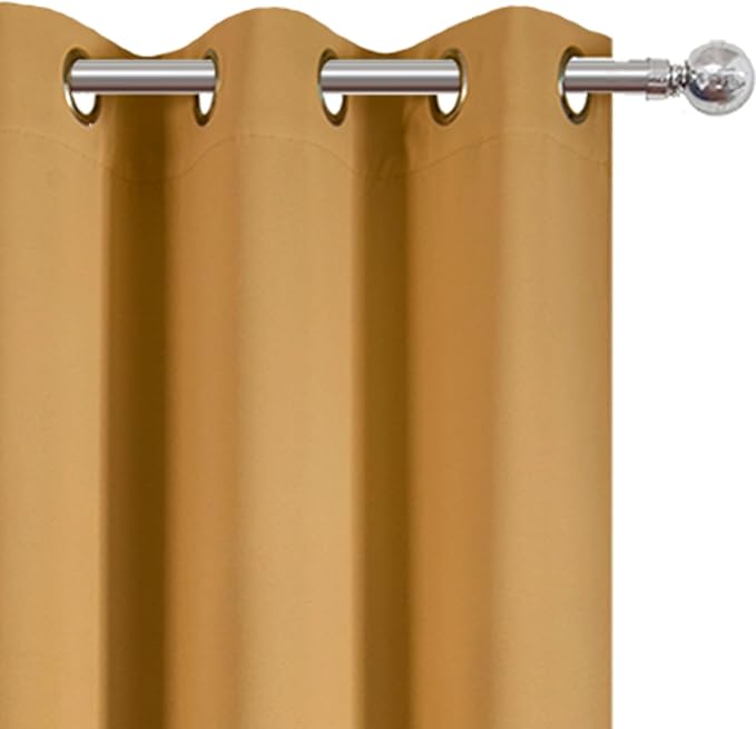 LEMOMO Mustard Yellow Thermal Blackout Curtains/38 x 84 Inch/Set of 2 Panels - Image 6