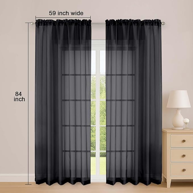 OWENIE Sheer Curtains 84 Inches Long 2 Panels Set, Modern Filmy Rod Pocket - Image 5