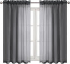 DWCN Dark Gray Sheer Curtains Semi Transparent Voile Rod Pocket Curtains - Image 9