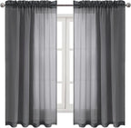 DWCN Dark Gray Sheer Curtains Semi Transparent Voile Rod Pocket Curtains - Image 9