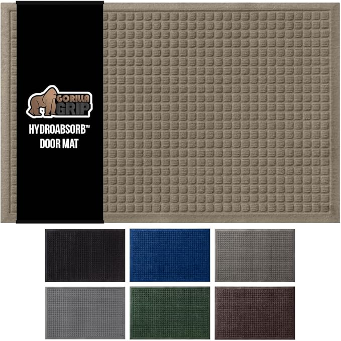 GORILLA GRIP® Ultra Absorbent Front Door Mat Outside Entrance 72x24, Traps Dirt by GorillaGrip