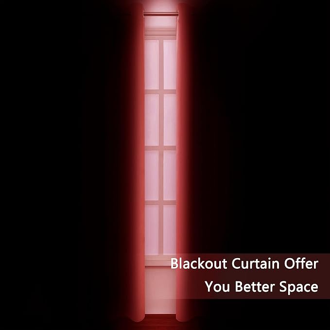 LEMOMO Blackout Curtains 66 x 95 inch/Bright Red Curtains Set of 2 - Image 3