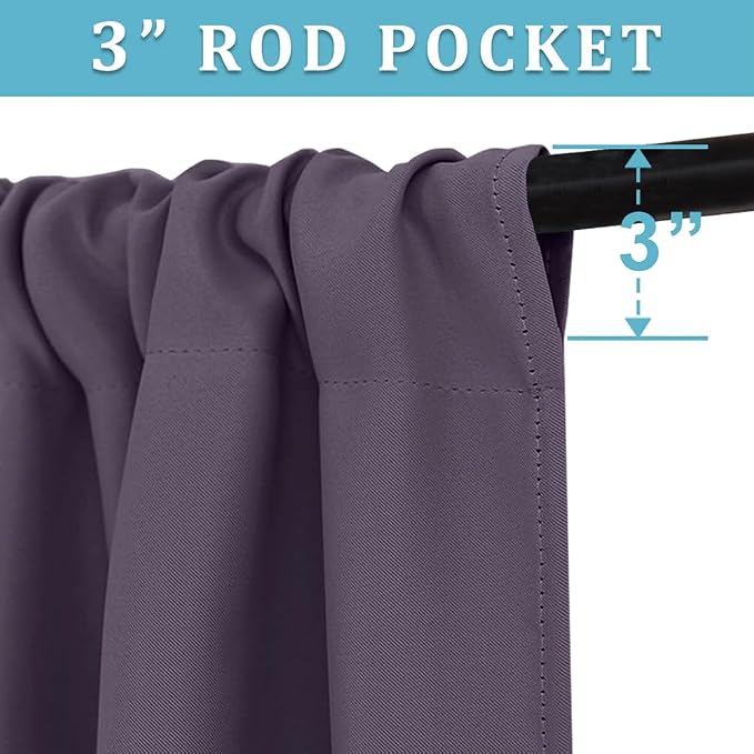 RYB HOME Blackout Curtains for Bedroom Living Room 72 inches Long, Thermal - Image 2
