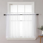 Chyhomenyc White Sheer Curtains 36 inch Length 2 Panels Set, Light Filtering by Chyhomenyc