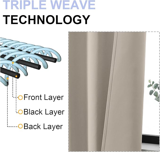 Simplebrand Ava Stone Short 24 Inches Blackout Curtain 2 Panels Set, Half - Image 5