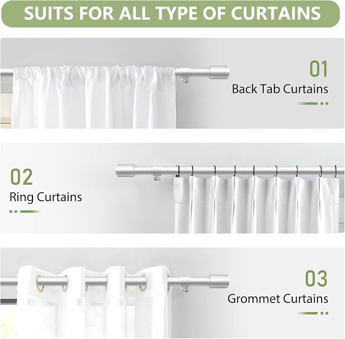 5/8” Diameter Curtain Rods 30-120 Inch, - Image 7
