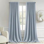 MIULEE Light Blue Back Tab Blackout Curtain 96 Inch Long 2 Panels Set by MIULEE
