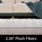 Latepis White Runner 2x6 Faux Sheepskin Fluffy Rug Furry Plush Rugs Faux Fur - Image 3