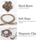 Lewondr Magnetic Curtain Tiebacks, Vintage Curtain Holdbacks, Resin Flower - Image 2