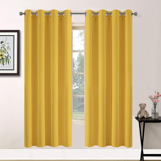 Yakamok Blackout Curtains for Bedroom, Grommet Thermal Insulated Room Darkening by Yakamok