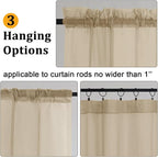 Gwine Taupe Sheer Curtains for Living Room 45 inches Long, Short Voile Light - Image 4
