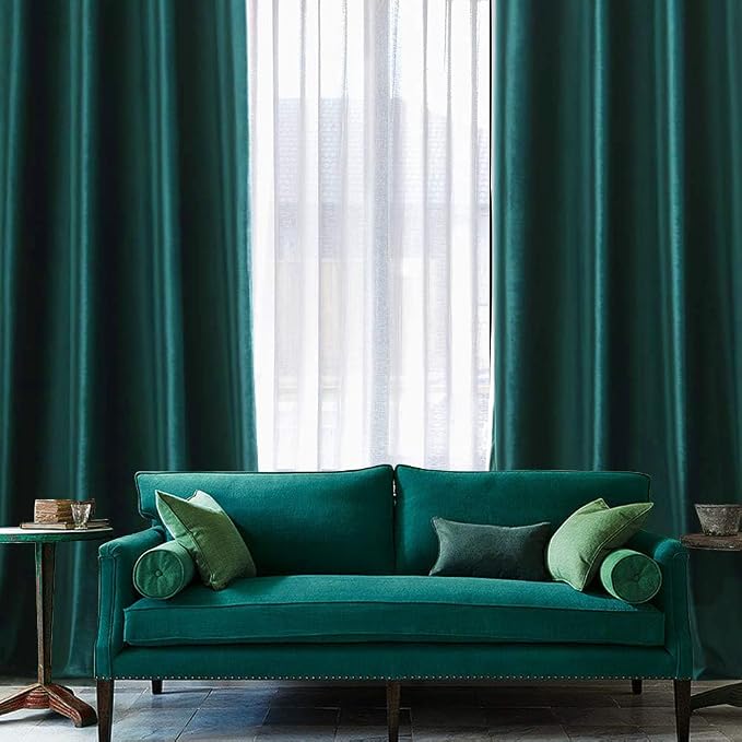 MIULEE Christmas Dark Green Velvet Curtains Room Darkening Blackout Soft - Image 6