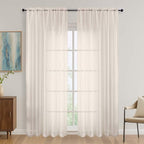 OVZME Cream Sheer Curtains 84 Inches Long 2 Panels Set, Light Filtering Sheer by OVZME