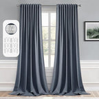 MIULEE Stone Blue Back Tab Blackout Curtains 102 Inch Long 2 Panels Set by MIULEE