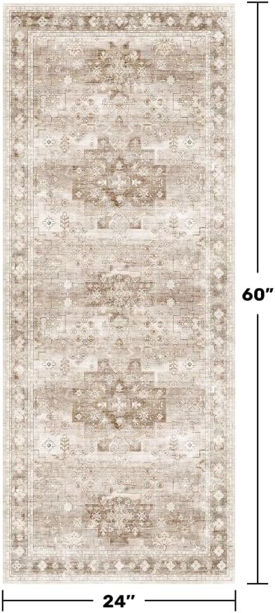 Hazo Haus Boho Bathroom Rug 2x5 Runner, Neutral Farmhouse Kitchen Rugs - Image 2