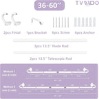 TVWOO White Wrap Around Curtain Rods:5/8" Small Blackout Adjustable Window - Image 8
