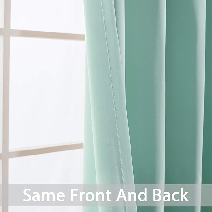 Yakamok Aqua Curtains 96 Inch Length Blackout Room Darkening Drapes Thermal - Image 6