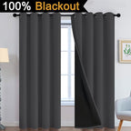 Yakamok 100% Blackout Curtains, 2 Thick Layers Thermal Insulated Total Blackout - Image 2