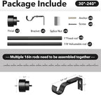 Extra Long Curtain Rods for Windows 32 to 240 Inch, 1 Inch Black Heavy Duty - Image 3