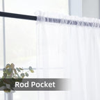 youleyar Sheer Rod Pocket Curtain Voile Draperies 2 Panels White Beige Black - Image 3
