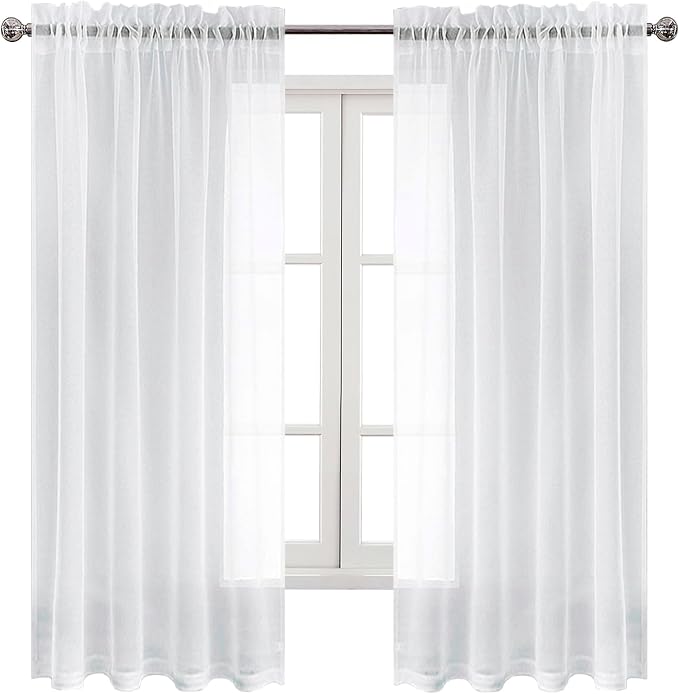 DWCN Sheer White Curtains 72 inches Long 2 Panels - Image 9