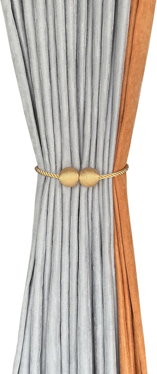 Melaluxe 2 Pack Magnetic Curtain Tiebacks, Decorative Curtain Holdbacks - Image 2