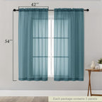 Sheer Dusty Blue Curtains for Bedroom Living Room 54 Inch Length 2 Panels Set - Image 2
