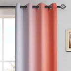 Yakamok Thermal Insulated Coral and Greyish White Gradient Curtains, Room - Image 3