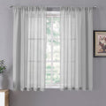 Tollpiz Short Sheer Curtains Linen Textured Living Room Curtain Sheers Light by Tollpiz