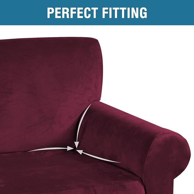 H.VERSAILTEX Stretch Velvet Armchair Cover Couch Covers 1 Cushion Chair - Image 4