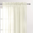 DWCN Ivory Sheer Curtains Semi Transparent Voile Rod Pocket Curtains - Image 2