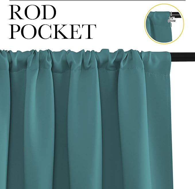 NICETOWN Blackout Curtains for Living Curtains, Sea Teal, 2 Panels, 29 by 30 - Image 2
