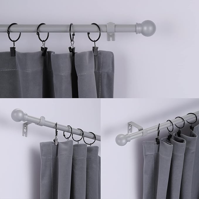 Thestoa Curtain Rods for Windows 48 to 84-92 inch, 5/8" Brushed Nickel Curtain - Image 2