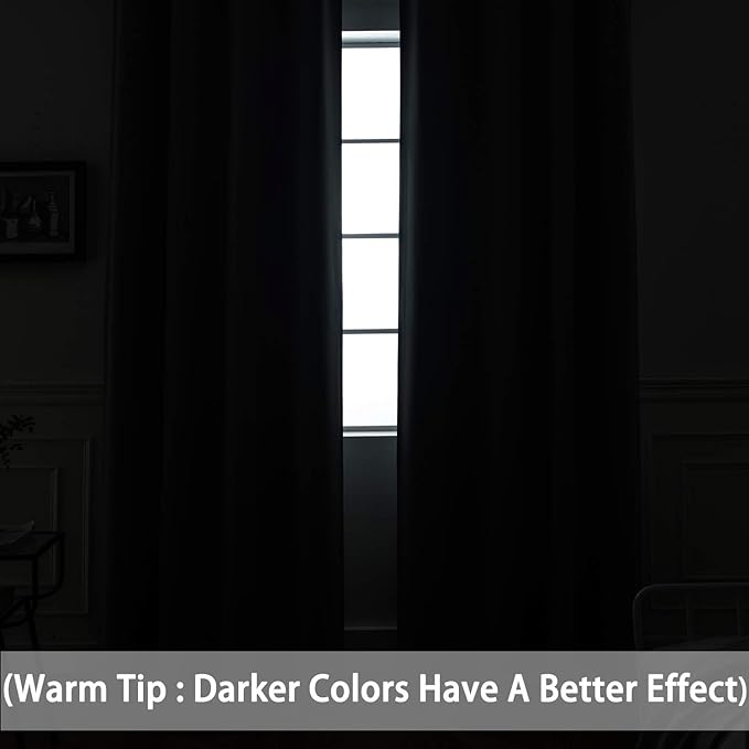 Yakamok Room Darkening Curtains 63 Inches Long Blackout Curtains Thermal - Image 3