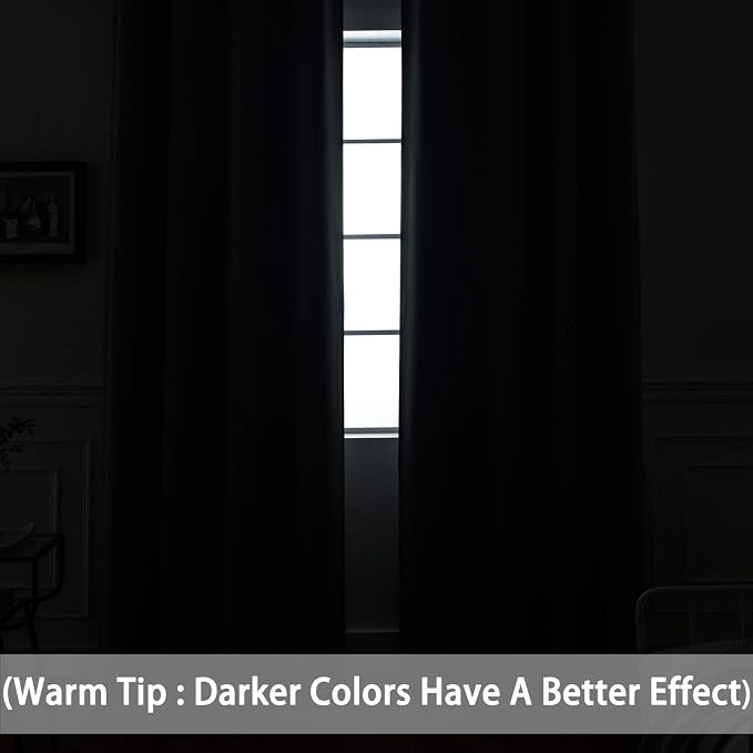 Yakamok Dark Grey Blackout Curtains, Grommet Thermal Insulated Room Darkening - Image 3