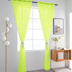 SpaceDresser Basic Rod Pocket Sheer Voile Window Curtain Panels Chartreuse 1 - Image 2