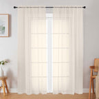 Cream Sheer Curtain for Bedroom Living Room 78 Inches Long 2 Panels Set by WelvetBLK