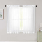 White Sheer Curtains for Bedroom Living Room 45 Inch Length 2 Panels, Soft Airy by WelvetBLK