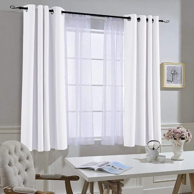 NICETOWN 50% Blackout White Curtain Set, Modern Design Solid Grommet - Image 7