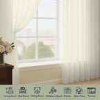 OWENIE Sheer Cream Curtains, Sheer Curtains 63 inch Length 2 Panels Set - Image 3