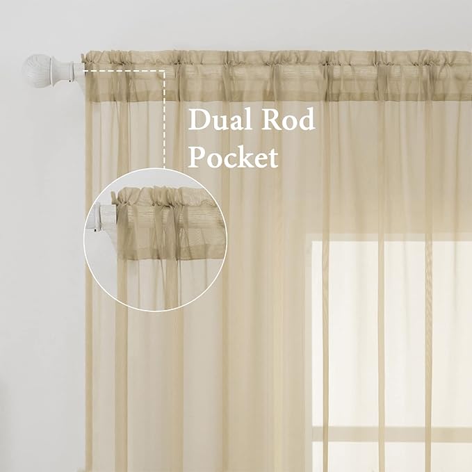 MIULEE 2 Panels Solid Color Sheer Window Curtains Elegant Window Voile - Image 2