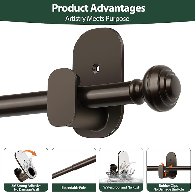 KAMANINA Curtain Rods No Drilling - Image 8