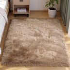 Goolela Fluffy Faux Fur Rug for Bedroom 4x6 Light Brown Beige Sheepskin Fuzzy by Goolela