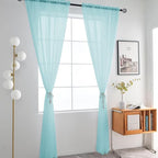 SpaceDresser Basic Rod Pocket Sheer Voile Window Curtain Panels Sky Blue 1 Pair - Image 2