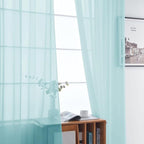 SpaceDresser Basic Rod Pocket Sheer Voile Window Curtain Panels Sky Blue 1 Pair - Image 3