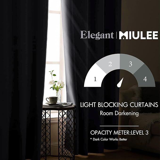 MIULEE Blackout Door Curtain Set of 2, 34 x 80 Inch Greyish White Thermal - Image 6