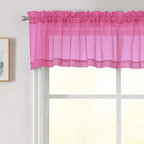 Hot Pink Valances for Windows, Hot Pink Sheer Curtains 14 Inch Length 2 Pack by WelvetBLK