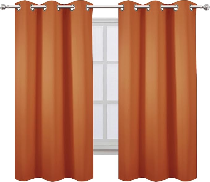 LEMOMO Orange Blackout Curtains 42 x 63 Inch Length/Set of 2 Curtain - Image 2
