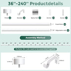 White Curtain Rods for Windows 36 to 240 Inch, Size:36-240 Inch - Image 8
